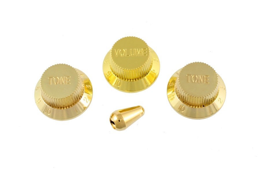 ALLPARTS PK-0178-002 Metallic Gold Stratocaster Knob Set 