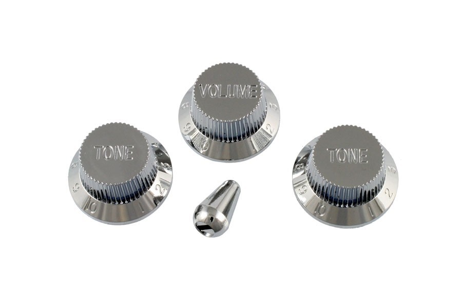 ALLPARTS PK-0178-010 Metallic Chrome Stratocaster Knob Set 