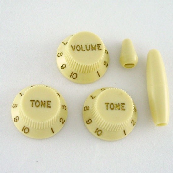 ALLPARTS PK-0178-048 Vintage Cream Knob Set for Stratocaster 