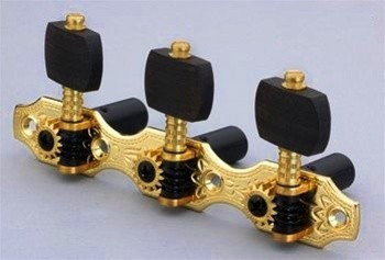 ALLPARTS TK-7942-0E2 Gold-Ebony Classical Hauser Style Tuner Set 
