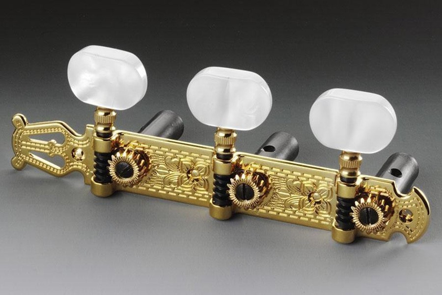 ALLPARTS TK-7955-002 Schaller Gold and Pearloid Lyre Classical Tuner Set 