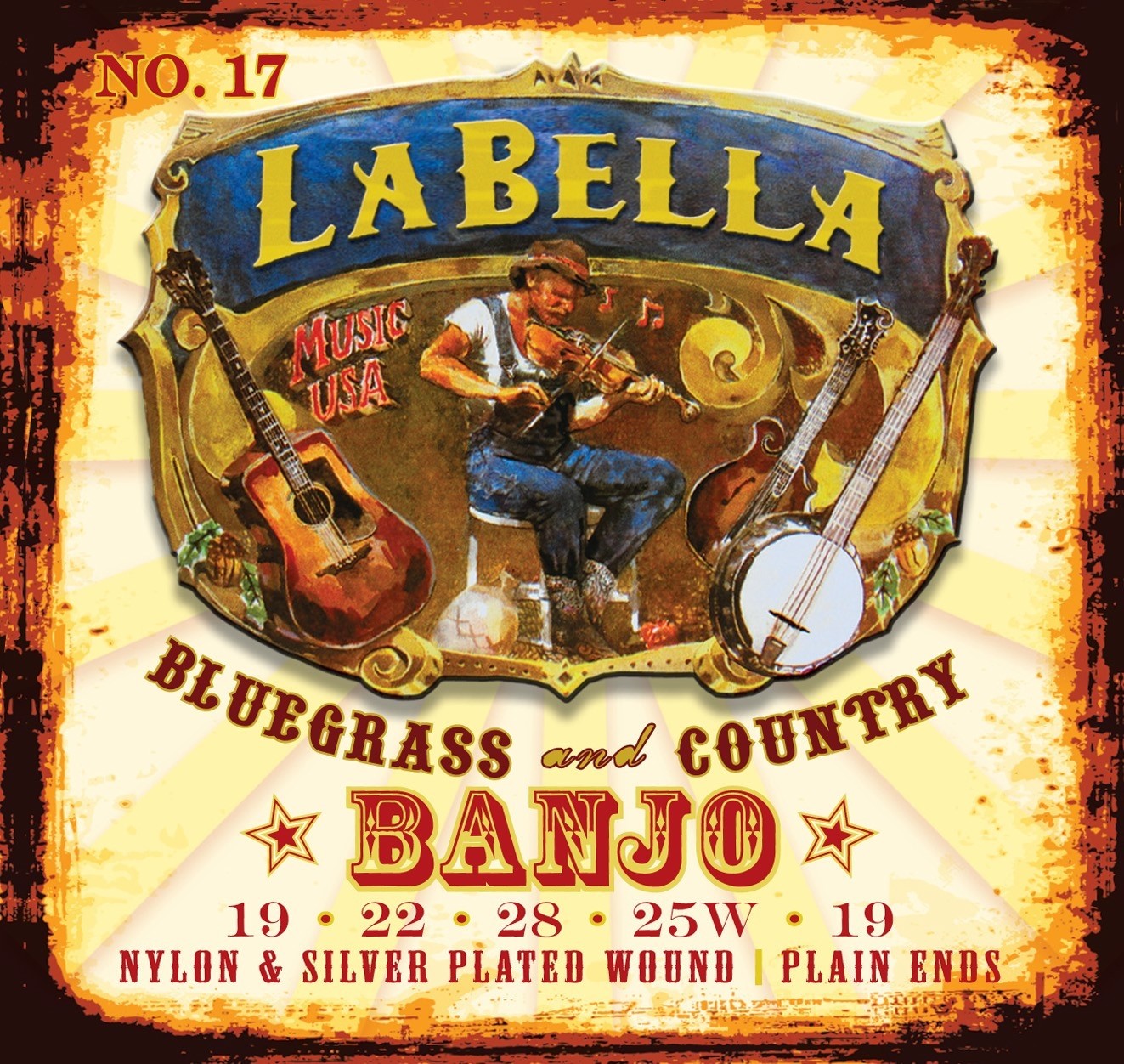 LaBella 17 Acoustic Folk Set Banjo Classical 5 String - Strengesett for 5-strengs banjo