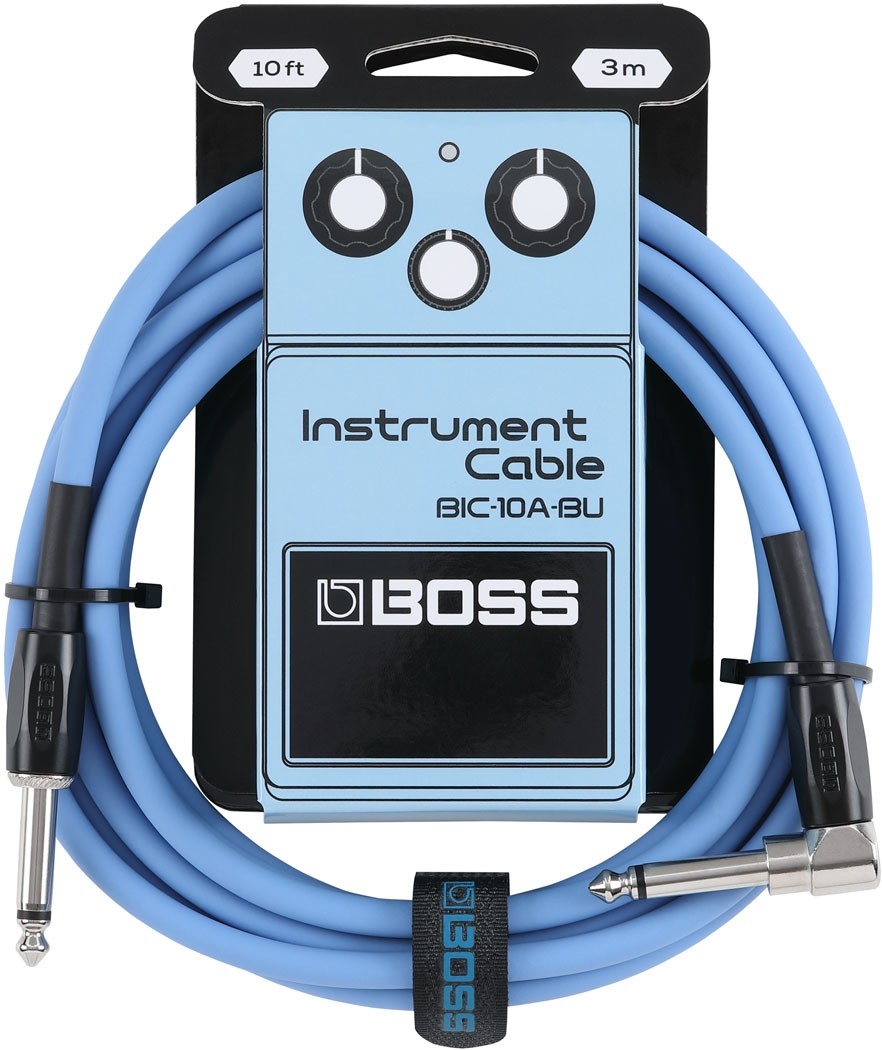 Boss BIC-10A-BU Gitarkabel, 3m. Rett til vinklet jack. Blue