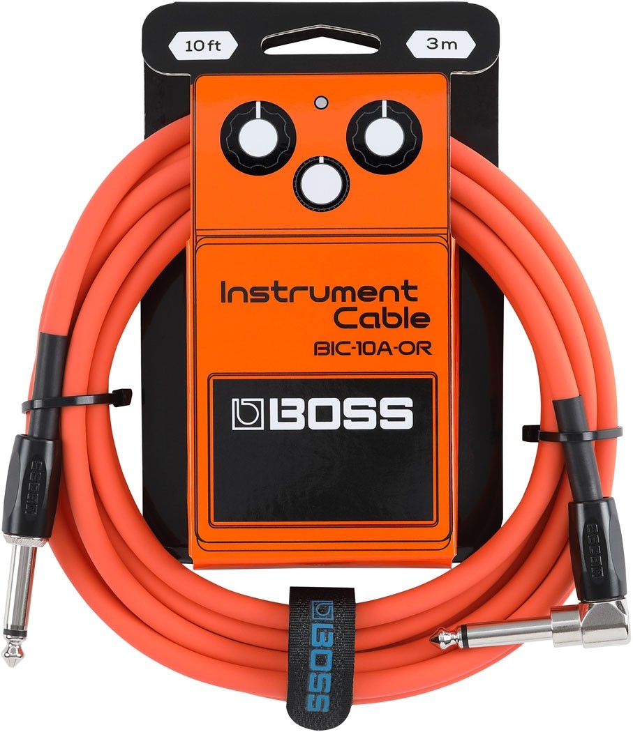 Boss BIC-10A-OR Gitarkabel, 3m. Rett til vinklet jack. Orange