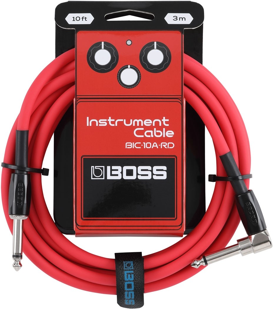 Boss BIC-10A-RD Gitarkabel, 3m. Rett til vinklet jack. Red