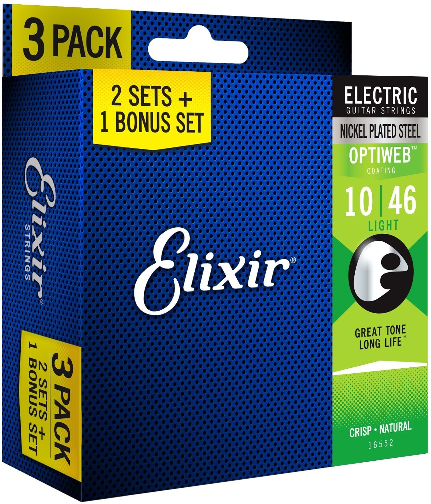 Elixir Electric Nickel Plated Steel Optiweb 010-046 3-Pack