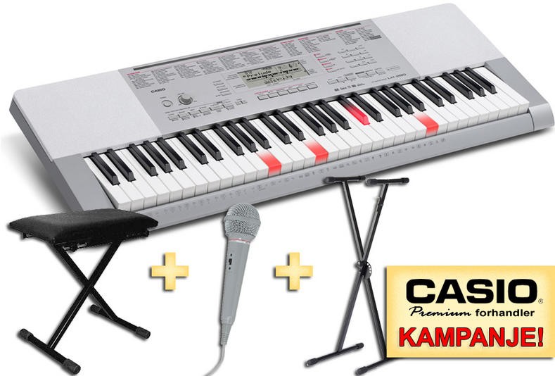 Casio LK 280 Keyboard med lysende tangenter og sanganlegg Casio LK 280 Totalpakke inkl stativ, krakk og mikrofon