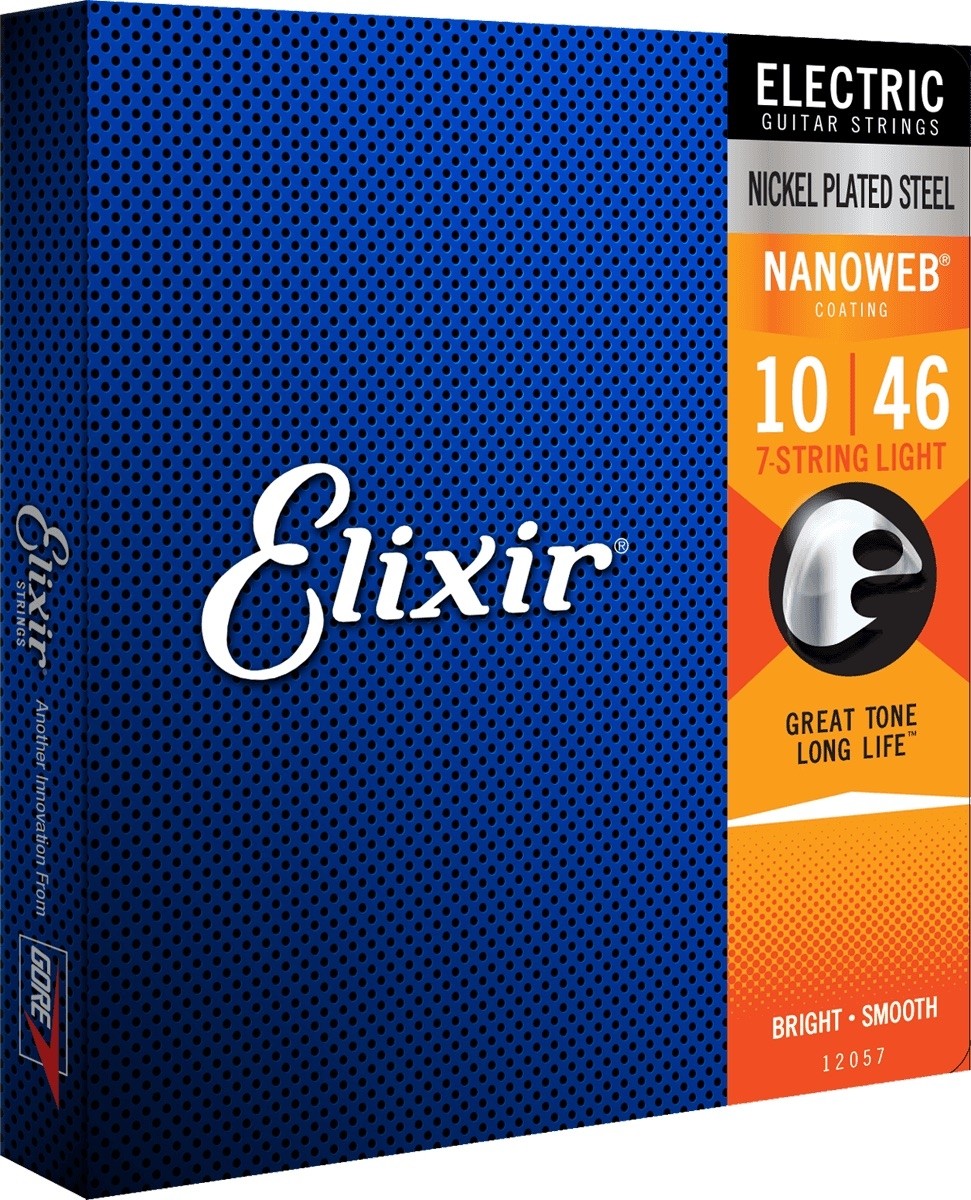 Elixir 12057 NANOWEB 7-String 10-56 Light - 7-strengssett til el.gitar 