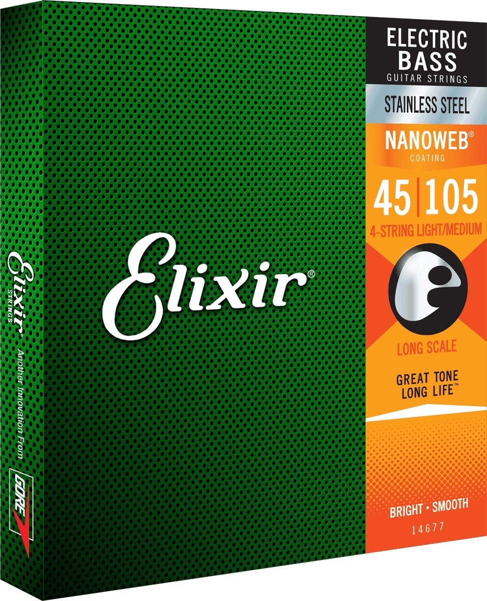 Elixir 14677 - Nanoweb Stainless Steel 4-strengs el.bass strengesett 45 / 105