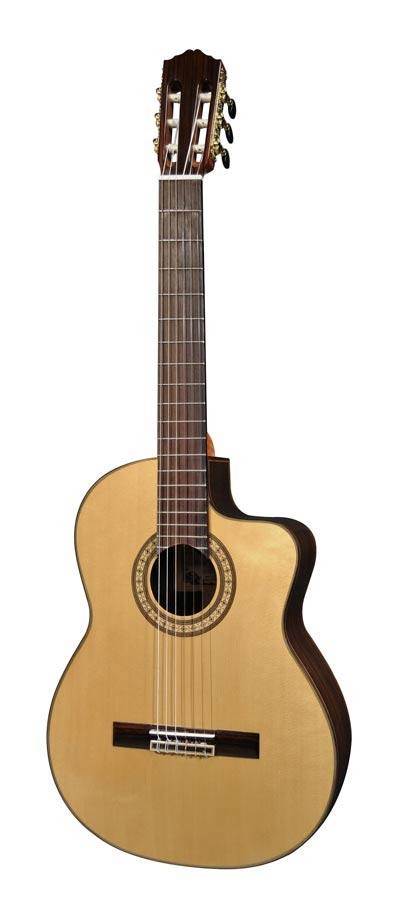 Salvador Cortez CS-62CE Solid Top Concert Series classic guitar, narrow/crossover neck, solid spruce top, cutaway, Fishman ISY-201, with dlx case