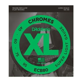 D'Addario ECB80 Chromes Bass, Light, 40-95, Long Scale Flatwound