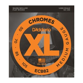 D'Addario ECB82 Chromes Bass, Medium, 50-105, Long Scale Flatwound