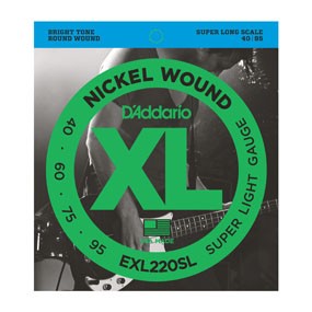 D'Addario EXL220SL Nickel Wound Bass, Super Light, 40-95, Super Long Scale