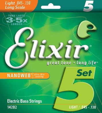 Elixir 14202 - Nanoweb 5-strengs el.bass strengesett 45 / 130