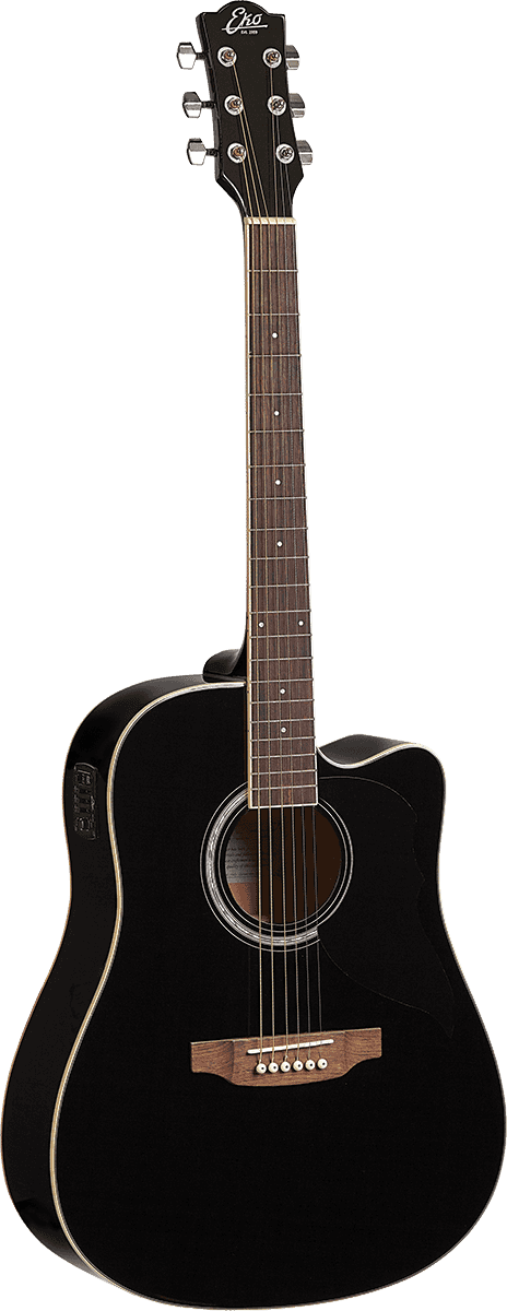 Eko RANGERCW-EQ-BLK Dreadnought Acoustic Guitar, Cutaway, SE-30 Microphone, Black