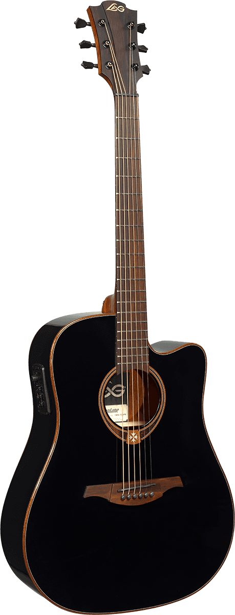 Lag T118DCE BLK Dreadnought - Akustisk stålstrengsgitar med cutaway og elektronikk