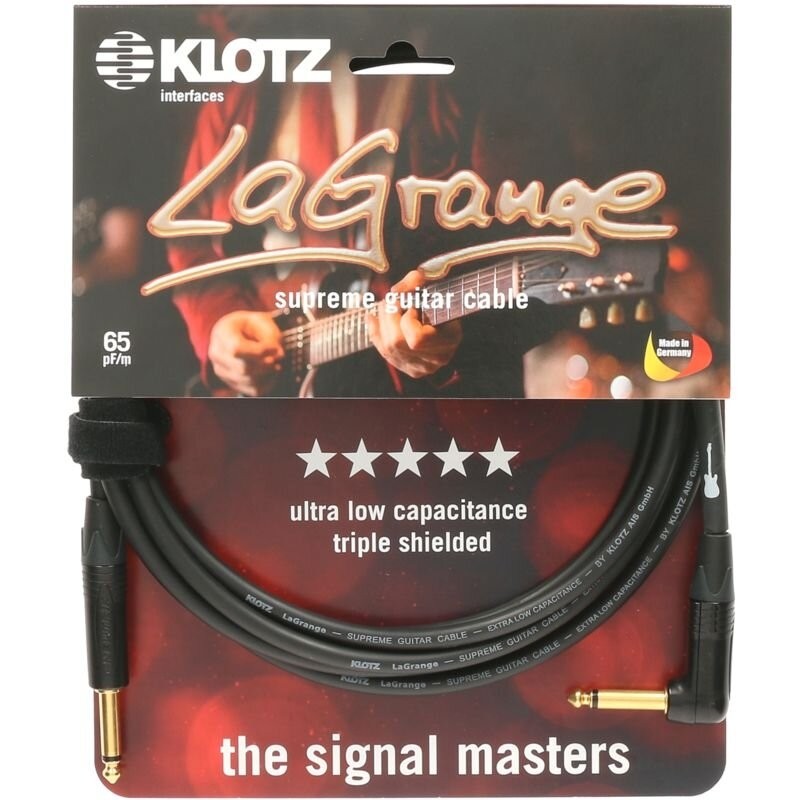 Klotz LAGPR0450 - LaGrange Supreme guitar cable - 4,5m vinkeljack-jack med Neutrik gullplugger