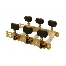 Salvador Cortez MH093GK-A1B genuine replacement part set of machine heads 3L3R, gold with black pegs, for model 55, 60, 65