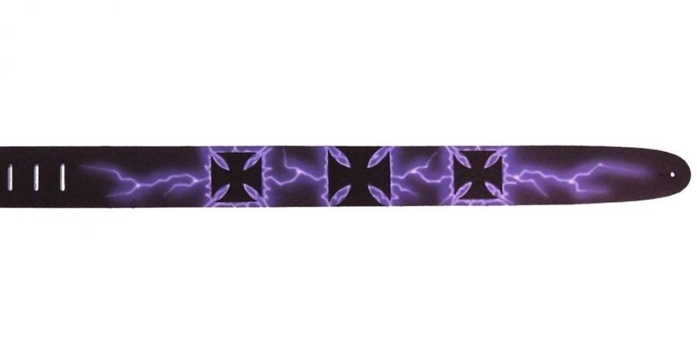 Perri's P25AB-330 - 2.5" Air Brushed Strap - Lightning Iron Cross