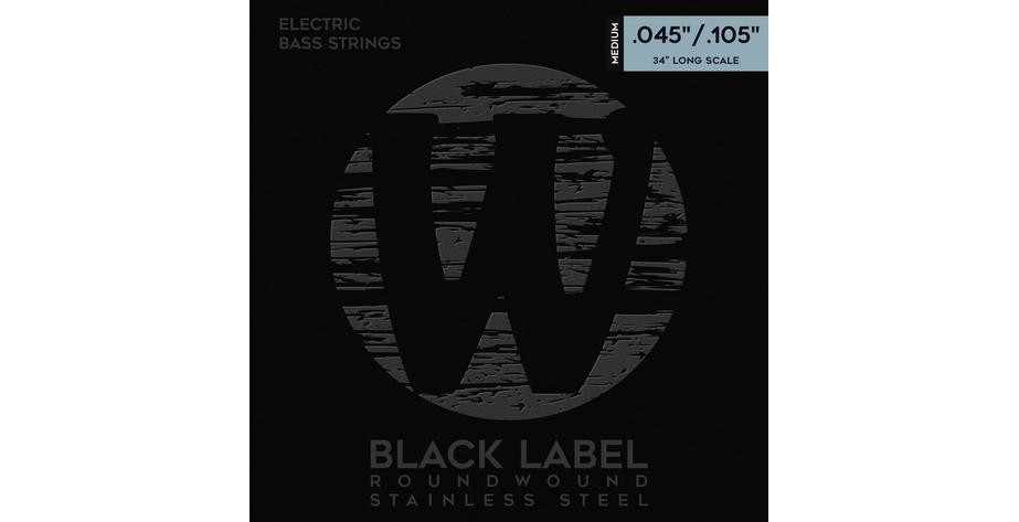 Warwick Black Label Bass String Set, Stainless Steel - 4-String, Medium, .045-.105