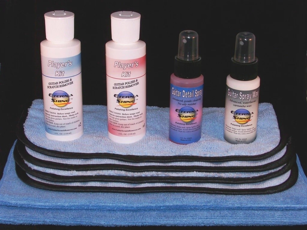 Guitar Scratch Remover Player's Kit Pro - Ripefjerner, polering, lakkrens og sprayvoks. 