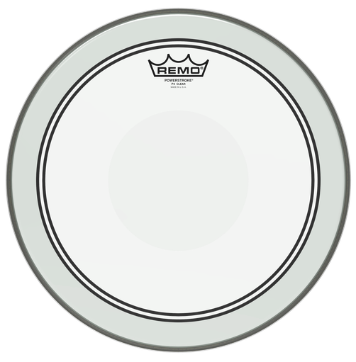 Remo P3-0314-C2 | POWERSTROKE 3 14" CLEAR W/CLEAR DOT TOP SIDE