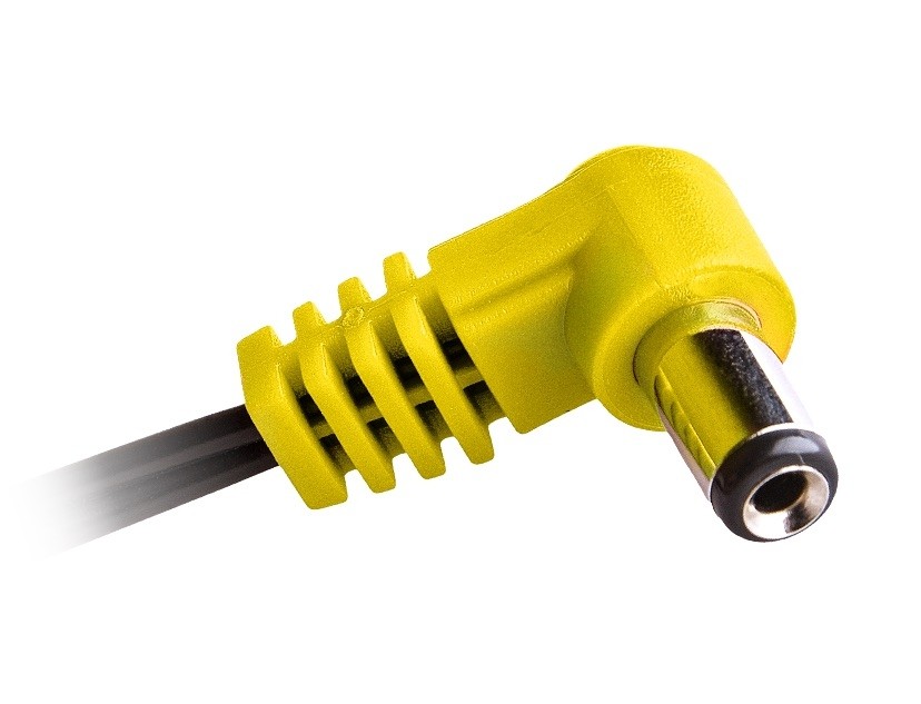 CIOKS Flex 3 - 5,5/2,5mm centre negative angled DC plug (yellow) 50cm