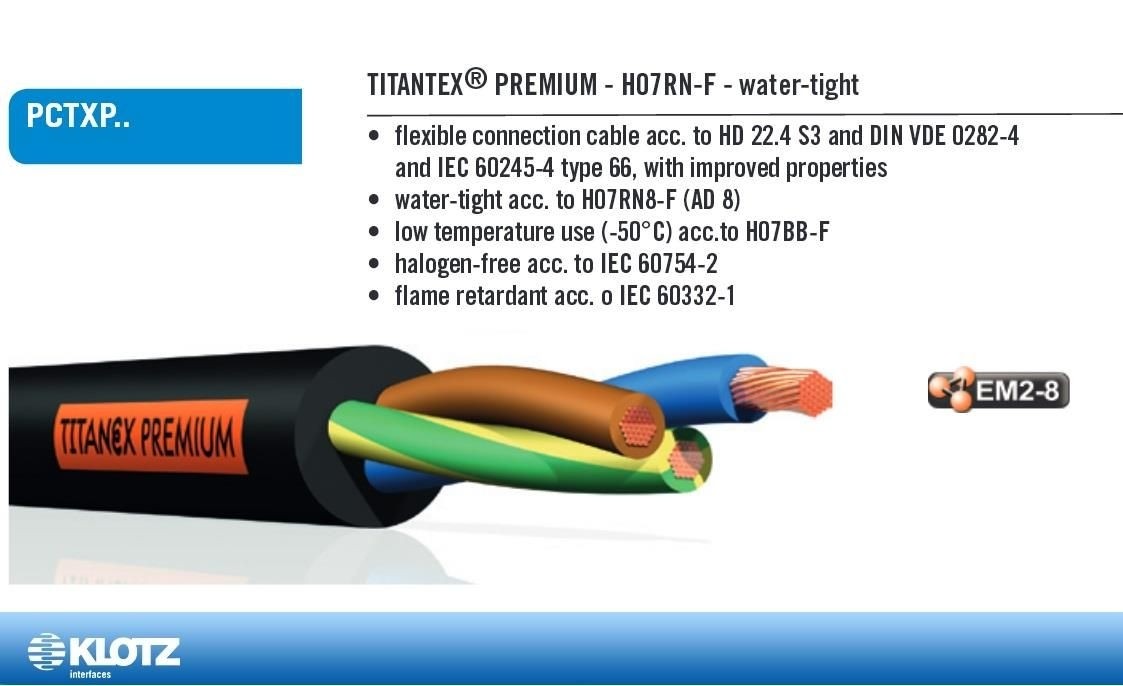 Klotz PCTXP0325  Titanex Premium 3 x 2.5mm AD 8 pris pr. meter