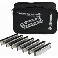 Hohner Blues Band Harmonica - Pakke med 7 munnspill og bag