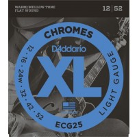 D'Addario ECG25 Chromes Flat Wound, Jazz Light, 12-52