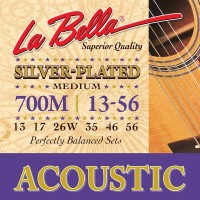LaBella 700M Acoustic Silver Plated Guitar Med. 13-56 - Strengesett