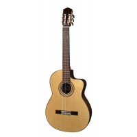 Salvador Cortez CS-62CE Solid Top Concert Series classic guitar, narrow/crossover neck, solid spruce top, cutaway, Fishman ISY-201, with dlx case