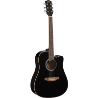 Eko RANGERCW-EQ-BLK Dreadnought Acoustic Guitar, Cutaway, SE-30 Microphone, Black