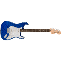 Squier FSR Affinity Series Stratocaster QMT, Laurel Fingerboard, White Pearloid Pickguard, Sapphire Blue Transparent