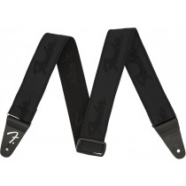 Fender WeighLess Running Logo Straps - Black and White