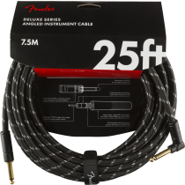 Fender Deluxe Series Instrument Cable, Straight/Angle, 25', Black Tweed