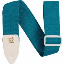 Ernie Ball 5349 PolyPro Guitar Strap Teal with White Leather Ends