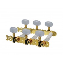 Boston 129-G  machine heads for classic guitar, nylon shaft, 3x left+3x right, 70mm, gold, pearloid buttons