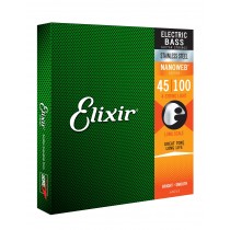 Elixir 14652 NanoWeb Stainless Steel Bass 4-String 45-100  - Strengesett til el.bass.