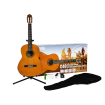 Yamaha C40 II Performance Pack - Klassisk gitarpakke med stativ, trekk, fotskammel og tuner