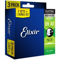 Elixir Electric Nickel Plated Steel Optiweb 009-042 3-Pack