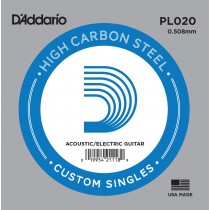 D'addario PL020 - Plain western / electric .020 Løs stålstreng for el- og westerngitar.