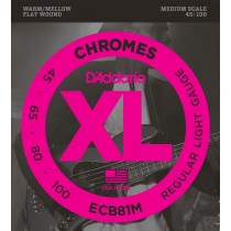 D'Addario ECB81M Chromes Bass, Light, 45-100, Medium Scale Flatwound