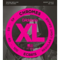 D'addario ECB81S Chromes Bass, Light, 45-100. Short Scale Flatwound