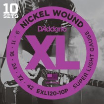 D'Addario XL strengesett el.gitar - EXL120-10P (10-pakk). Super Light.