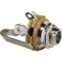 Switchcraft SC-12B  chassis connector jack. 3-pole. nickel. 6.3mm. .276 bushing depth. 3/8" 32 thread