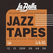 LaBella 800L Electric Set Electric Guitar Black Nylon Tape Wound Wound Lite 012-056. Strengesett.