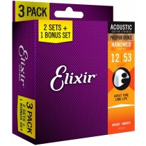 Elixir PBL Phosphor Bronze .012 - .053 - 3-pack kampanje!