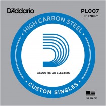 D'addario PL007 - Plain western / electric .007 Løs stålstreng for el- og westerngitar.