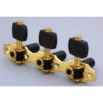 ALLPARTS TK-7942-0E2 Gold-Ebony Classical Hauser Style Tuner Set 